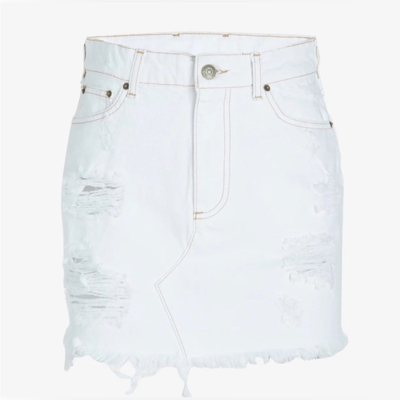 SER.O.YA Alli Skirt in White Mini Skirt Size 23 Denim Jean NWT REVOLVE short - Picture 3 of 10